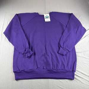 JE Morgan Fleecewear Sweater Mens XL Blank Made in USA Sweatshirt 90s Purple NEW
